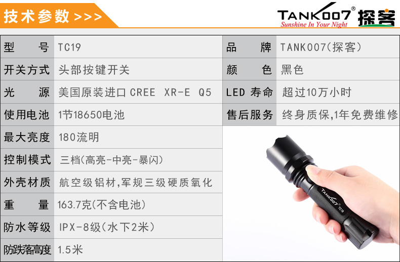 選購強(qiáng)光手電筒什么品牌好？探客TANK007手電筒生產(chǎn)廠家